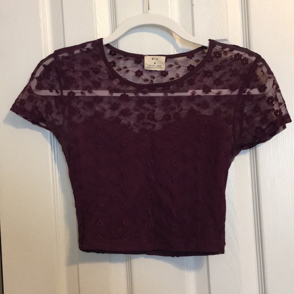 Maroon Lace Crop Top